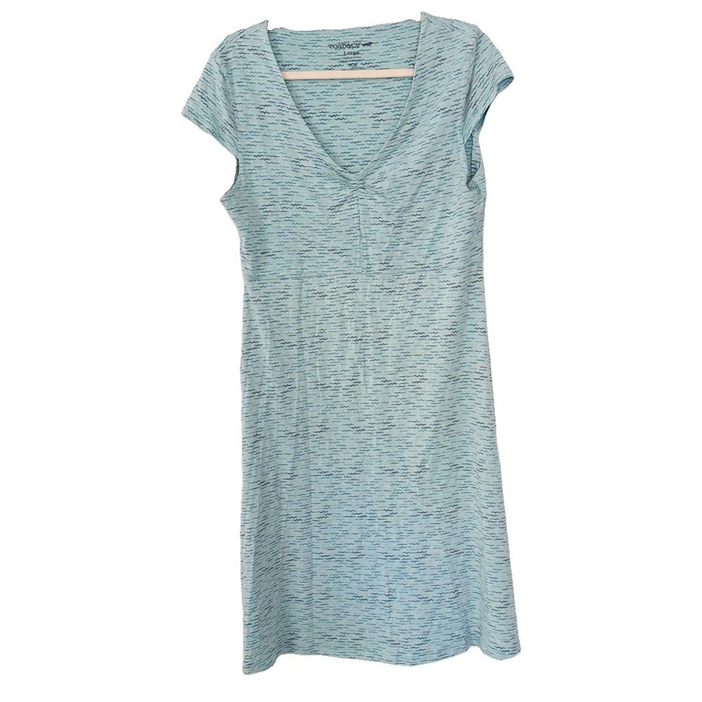 Toad&Co Organic Cotton Rosemarie Sage Green Geometric Print Fit Flare Dress Sz L